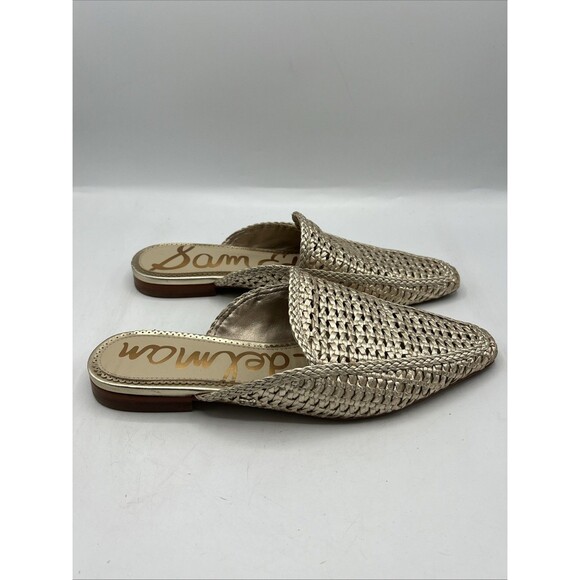 Sam Edelman Metallic Woven Gold Mesh Leona Mules Size 8.5 - Picture 5 of 10
